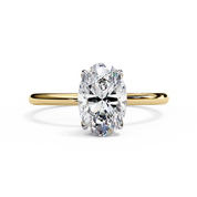1.20 Carat Oval Cut Dual Tone Solitaire Engagement Ring 18K Yellow Gold