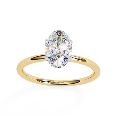 1.20 Carat Oval Cut 4 Prong Set Solitaire Lab Diamond Engagement Ring In Yellow Gold