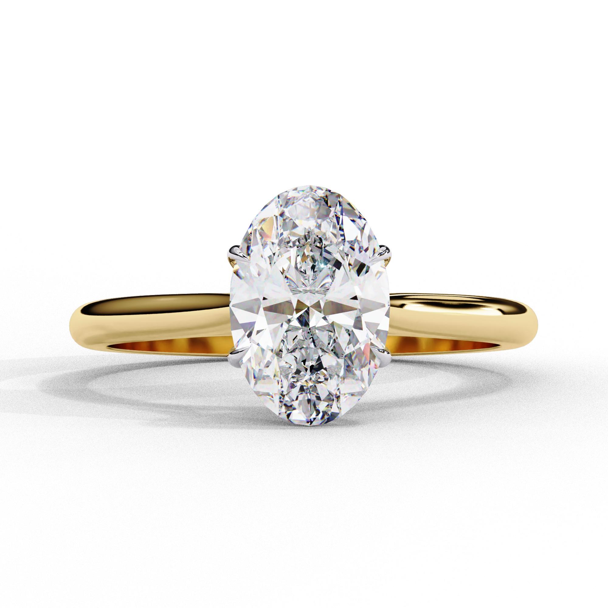 2 Carat Oval Shaped Lab Diamond Solitaire Engagement Ring 18K Yellow Gold
