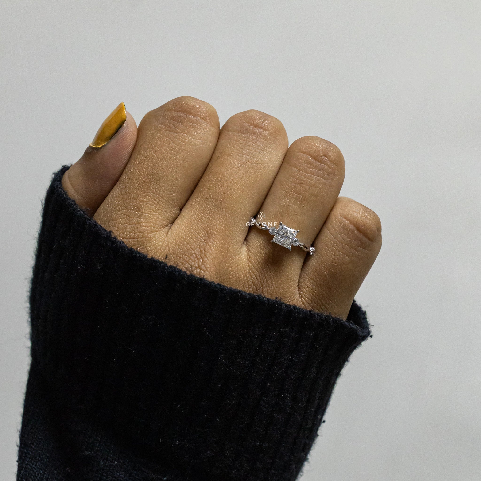 1.14 Carat Princess & Round Lab Created Diamond Ring