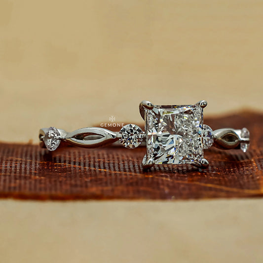 1.20 Carat Princess & Round Lab Created Diamond Ring