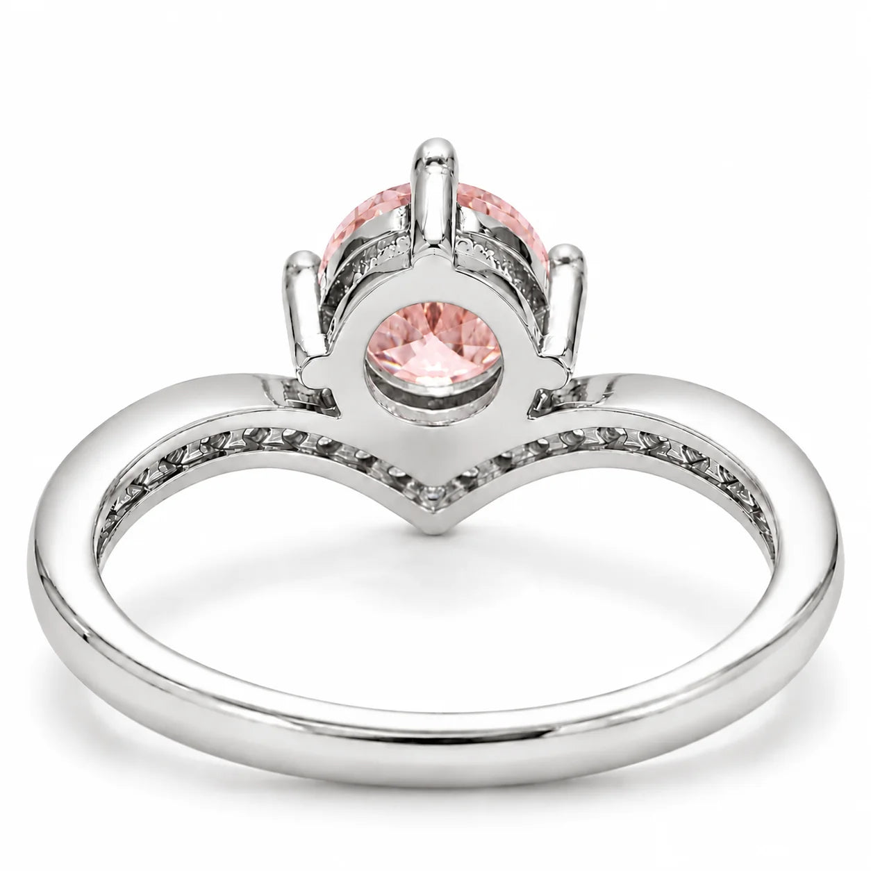1.21 Carat Fancy Pink Round Cut Diamond Curve Ring