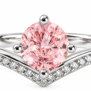 1.21 Carat Fancy Pink Round Cut Diamond Curve Ring