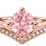 1.21 Carat Fancy Pink Round Cut Diamond Curve Ring
