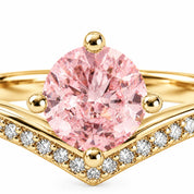 1.21 Carat Fancy Pink Round Cut Diamond Curve Ring