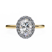 Oval Cut Halo Lab Grown Diamond Ring With Sleek Band 18K Yellow Gold Lab Diamond Engagement Rings