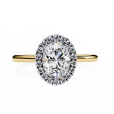 Oval Cut Halo Lab Grown Diamond Ring With Sleek Band