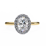 1.24 Carat Oval Shape Halo Lab Dimaond Engagement Ring In Yellow Gold