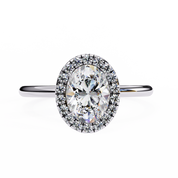 Oval Cut Halo Lab Grown Diamond Ring With Sleek Band Lab Diamond Engagement Rings
