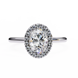 Oval Halo Engagement Ring With Sleek Band
