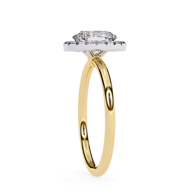 1.24 Carat Oval Shape Halo Lab Dimaond Engagement Ring In Yellow Gold