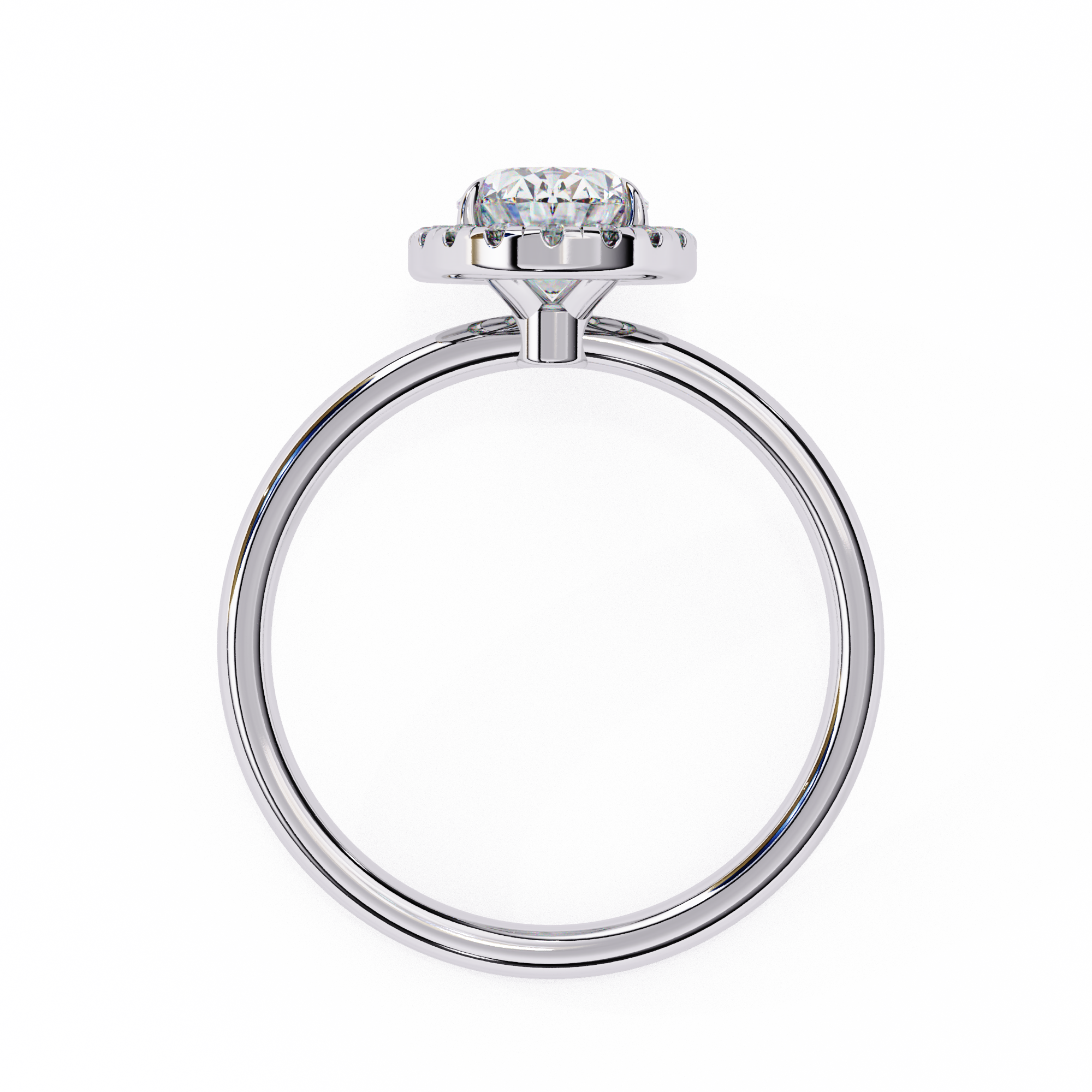 Oval Cut Halo Lab Grown Diamond Ring With Sleek Band Lab Diamond Engagement Rings