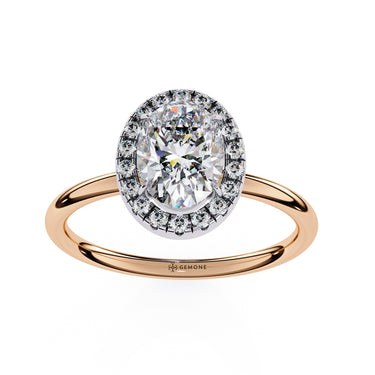 1.24 Carat Oval Shape Halo Lab Dimaond Engagement Ring In Rose Gold