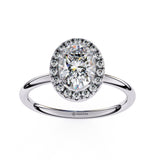 1.24 Carat Oval Shape Halo Lab Dimaond Engagement Ring In White Gold