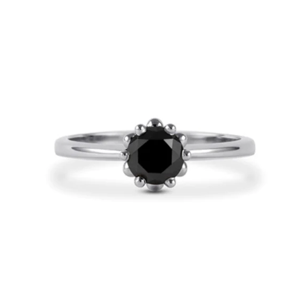 1.25 Ct Round Cut Solitaire Black Diamond Ring Black Diamond Engagement Ring