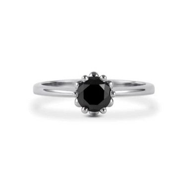 1.25 Ct Round Solitaire Black Diamond Wedding Ring