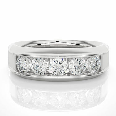 1.30 Ct Round Cut Channel Set Lab Diamond Wedding Band In White Gold