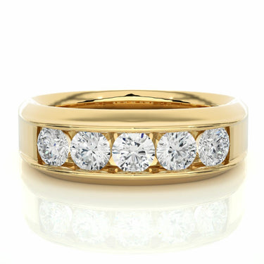 1.30 Ct Round Channel Setting Diamond Wedding Band In Yellow Gold