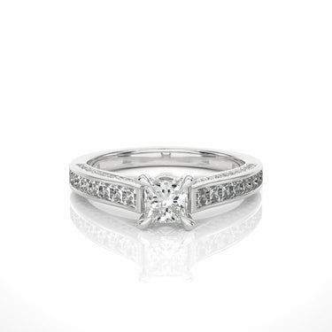 1.30 Ct Halo Princess Cut Lab Diamond Engagement Ring In White Gold