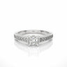 1.30 Ct Princess Cut 4 Prong Set Lab Diamond Solitaire With Accent Ring In White Gold