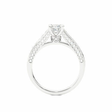 1.30 Ct Princess Cut 4 Prong Set Lab Diamond Solitaire With Accent Ring In White Gold