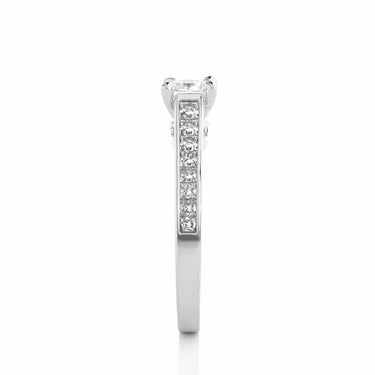 1.30 Ct Princess Cut 4 Prong Set Lab Diamond Solitaire With Accent Ring In White Gold