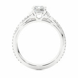 1.30 Ct Round Shaped Prong Setting Moissanite Ring With Accents In White Gold 