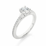 1.30 Ct Round Shaped Prong Setting Moissanite Ring With Accents In White Gold 