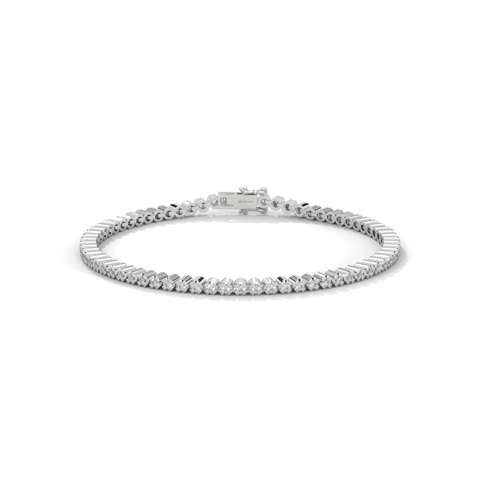 1 Carat Round Diamond Tennis Bracelet in White Gold 950 Platinum Natural Diamond