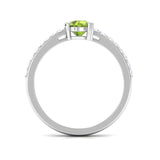 1.30 Carat Round Peridot Gemstone Ring In White Gold