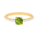 1.30 Carat Round Peridot Gemstone Ring In Yellow Gold