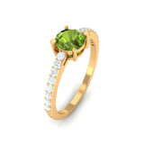 1.30 Carat Round Peridot Gemstone Ring In Yellow Gold