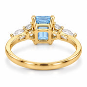 Back View of 1.34 Carat Radiant Cut Diamond Ring with Marquise and Round Diamonds