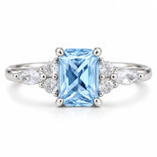 Front View Of 1.34 Carat Radiant Cut Diamond Ring with Marquise and Round Diamonds
