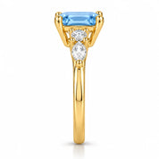 Side view of 1.34 Carat Radiant Cut Diamond Ring with Marquise and Round Diamonds