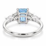 Back view of 1.34 Carat Radiant Cut Diamond Ring with Marquise and Round Diamonds