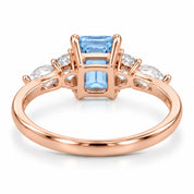 Back View Of 1.34 Carat Radiant Cut Diamond Ring with Marquise and Round Diamonds