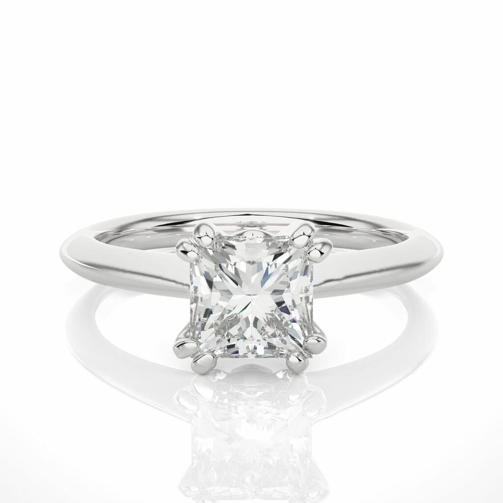 1.35 Ct Princess Cut Solitaire Diamond Engagement Ring In White Gold