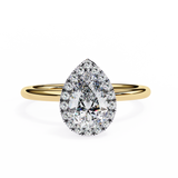 1.35 Carat Pear Cut Halo Lab Dimaond Engagement Ring In Yellow Gold