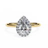 1.35 Carat Pear Cut Halo Lab Dimaond Engagement Ring In Yellow Gold