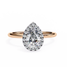 1.35 Carat Pear Cut Halo Lab Dimaond Engagement Ring In Rose Gold