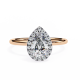 1.35 Carat Pear Cut Halo Lab Dimaond Engagement Ring In Rose Gold