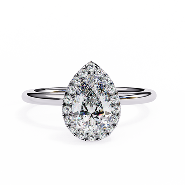 1.35 Carat Pear Cut Halo Lab Diamond Engagement Ring In White Gold