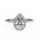 1.35 Carat Pear Cut Halo Lab Dimaond Engagement Ring In White Gold