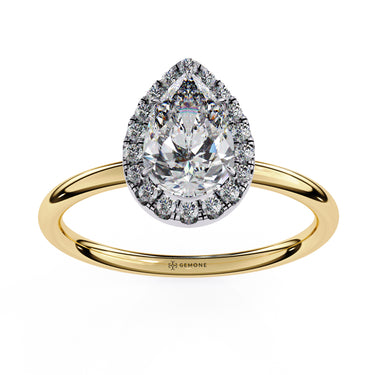 1.35 Carat Pear Cut Halo Lab Dimaond Engagement Ring In Yellow Gold