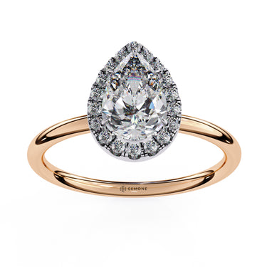 1.35 Carat Pear Cut Halo Lab Dimaond Engagement Ring In Rose Gold