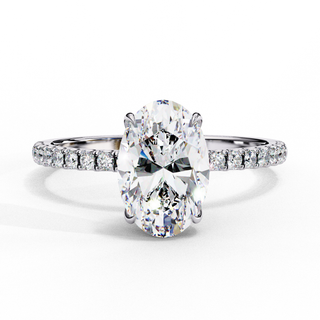 1.44 Carat Oval Cut Hidden Halo Lab Diamond Engagement Ring In White Gold