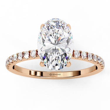 1.44 Carat Oval Cut Hidden Halo Lab Diamond Engagement Ring In Rose Gold