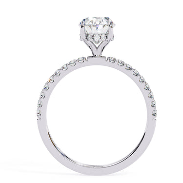 1.44 Carat Oval Cut Hidden Halo Lab Diamond Engagement Ring In White Gold