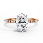Oval Lab Diamond Hidden Halo Engagement Ring 18K Rose Gold